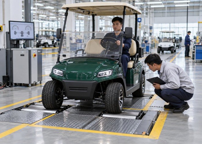electric golf cart pre-shipment inspection in a commercial operating context