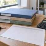 Folders and calculator arranged for a fleet quotation comparison