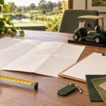 Fleet configuration planning desk with site map and upholstery samples