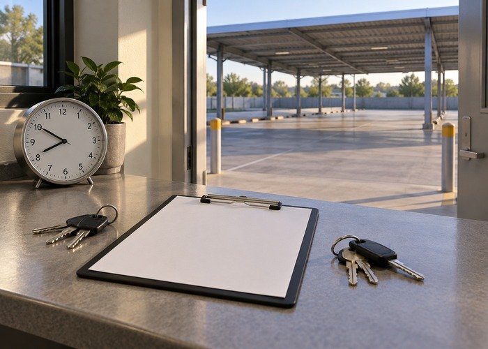 Blank shift handoff clipboard, separated keys and analog clock