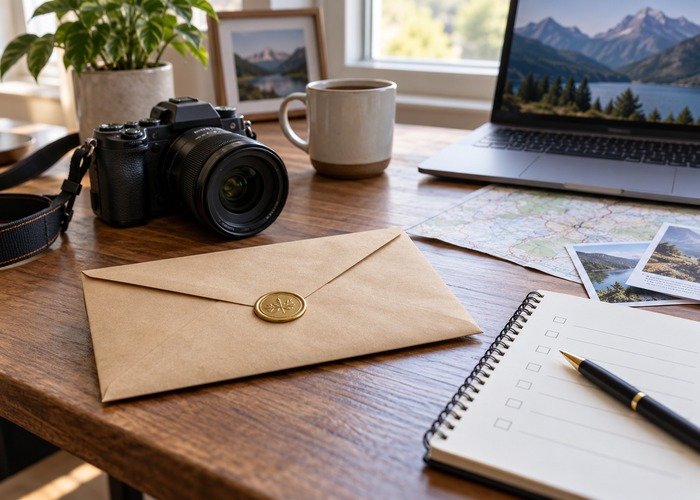 Camera and sealed document envelope for warranty enquiry records