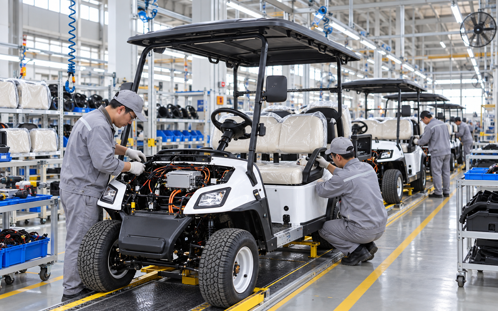 Golf cart vehicle assembly line